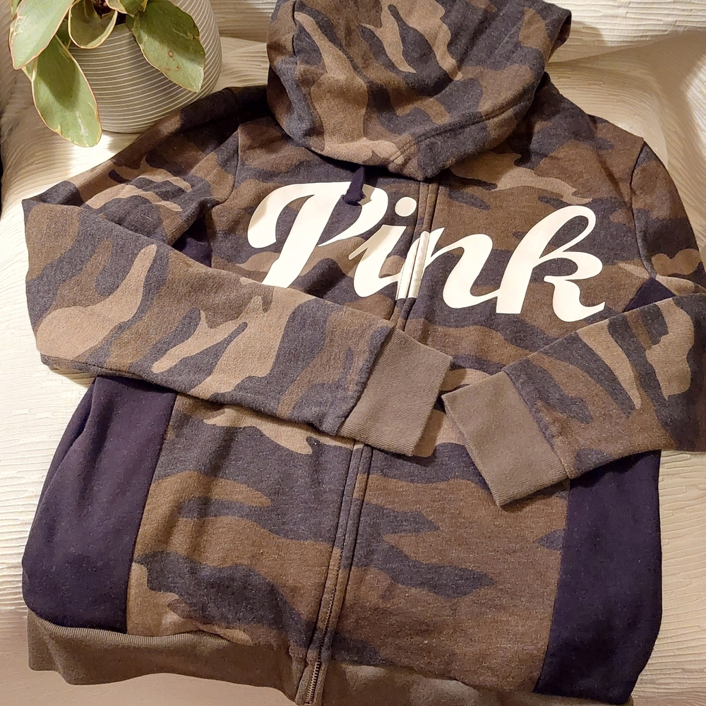 PINK Victoria's Secret Burgundy and Camouflage Hoodies Size XS & S - Picture 2 of 7